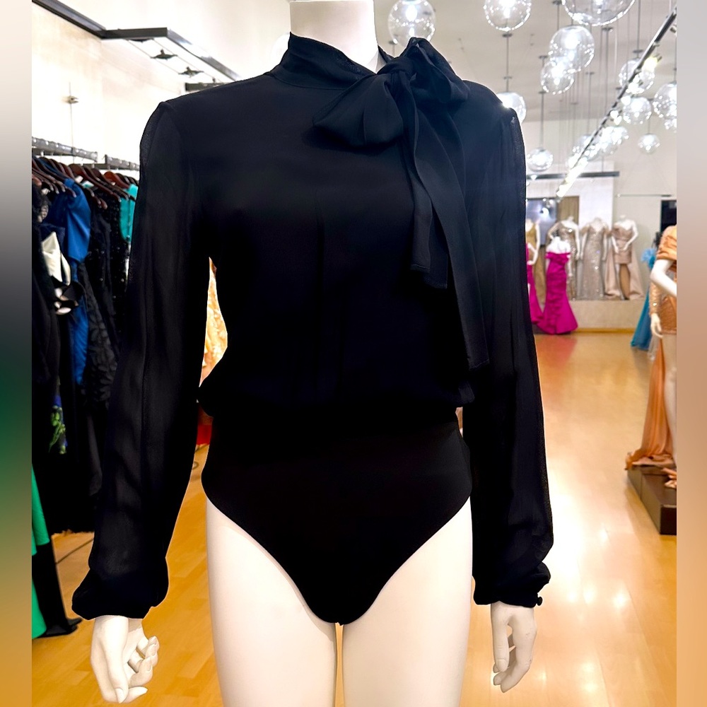 Chiffon Pussybow Bodysuit by Misha Collection